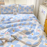 Popxstar Cooling Summer Comforter Bedding Sets Double Sided Cool Feeling Fabric Duvet Summer Blanket Ice Silk Fitted Sheet and Pillowcase