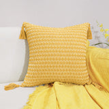 45x45cm Braided Plaid Boho Cushion Cover Geometry Embroidered Tassel Embroidery Lumbar Pillow Covers for Living Rooms Bedrooms