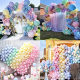 Popxstar 136Pcs Macaron Rainbow Pastel Balloon Garland Arch Kit Bow Pink Blue Latex Ballons For Birthday Party Supplies Wedding Decor