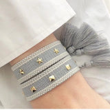 popxstar Hand Woven Bracelets Adjustable Studded Stars Bracelet Fashion Jewelry Gifts