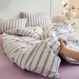 Popxstar  Luxury Cotton Stripe 3-Piece Duvet Cover Set (1 Duvet Cover + 2 Pillowcases),Yarn-Dyed,Soft Bedding Set, Multiple Sizes