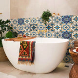 Popxstar DIY Moroccan Tile Stickers For Kitchen Backsplash,Peel and Stick Bathroom PVC Tile Decor Waterproof Wall Sticker Furniture Decal