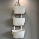 Wall-mounted storage basket storage bag hand knitting Cotton fabric material Nordic style kitchen household Small item storage