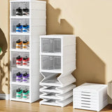 Popxstar Foldable Shoe Storage Box Stackable Dustproof Transparent Living Room Sneaker Cabinet For Closet Multi Layer Cubby Shoes Rack