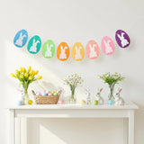 Popxstar  Easter Party Decoration Colorful Felt Rabbit Egg Banner Bunny Garland Wall Hanging Bunting Flag for Spring Easter Decor Supplies