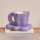 Popxstar Ceramic Mug with Saucer Coffee Cups and Saucers Home Office Tea Cup Coffee Cups Korean Mug Ceramic Plate