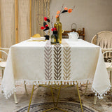 Popxstar Floral Pattern Tablecloth for Dining Table,Dust Proof Spillproof Soil Resistant Cotton Linen Rectangle Table Cover