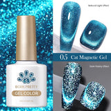 Popxstar 10ml Rainbow Purple Water Light Cat Magnetic Gel Nail Polish Shining Sliver-light Holographics Semi Permanent UV Gel