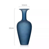 Blue frosted glass vase Hydroponic fresh flowers flower arrangement desktop ornament home office hotel decoration