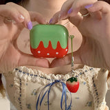 Popxstar  Korea 3D Lovely Fresh Strawberry Pattern Soft Silicone Cover for Airpods 1 2 3 Pro 2 Wireless Bluetooth Earphone Charge Box Case