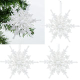 Popxstar 12cm Christmas 3D Snowflake Pendants Ice Glitter White Snowflake Xmas Tree Hanging Decoration For Home New Year Noel Gifts