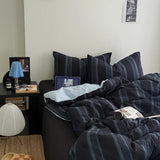 4Pcs Bedding Set Minimalist Striped Set (Full Size), Flat Sheet For Boys' Bedrooms, Single Student Dorm Rooms, And Double Beds