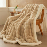 Double Layer Rabbit Fur Sherpa Blanket Winter Thick Warm Fluffy Faux Fur Throws Blankets for Sofa Soft Plush Bed Cover Blanket