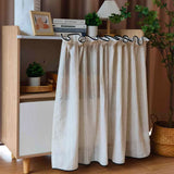 Popxstar 1PC Japanese Solid Color Stripes Short Curtain for Cupboard Kitchen Top and Bottom Edging Sheer Window Drape Study