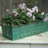 Rectangle Double Handles Flower Pot Metal Iron Art Outdoors Courtyard Garden Balcony Plant Decorate Vase Retro Style