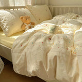 Popxstar  Class A double gauze bed four-piece set of girly heart lace lace sheets and quilt cover dormitory three-piece set