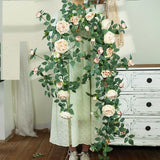 Popxstar Artificial Sweetheart Roses Vine Silk Flowers Rattan Cafe Decorative Simulation Rose Plant Fake Flower Vines Bar Decoration