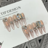 Popxstar  10Pcs Long Almond Handmade Press on Nails Butterfly Fake Nails Wearable Stick-on Nails False Nail Накладные Ногти Uñas Postizas