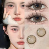 2PCS Brown Natural Color Contact Lenses with Myopia Graduation Beauty Korean High Quality Lens 0~-8.00 Fast Shipping