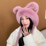 Popxstar Cute Fox Ear Plush Hat Children's Winter Plush Thickened Ear Protection Woolen Hat