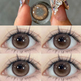 1 Pair New Pink Color Contact Lenses with Diopters 0~-8.00 Degree Blue Pupils Lens Beauty Makeup Soft Korean Lenses