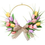 Popxstar  Artificial Tulip Flower Garland for Home Wedding Decor, Spring Easter Wall Door Wreath, UV Resistant Faux Silk Decorations