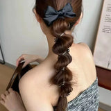 Popxstar New Bowknot Bead Phone Line Hair Loop Female Bubble Braid Divine Weapon Fried Dough Twists Braid Head Rope Horsetail