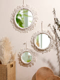 Popxstar Macrame Mirror Wall Hanging Decorative Mirrors for Vanity Dorm Boho Woven Tassel Home Decor for Living Room Art Decorative Gifts