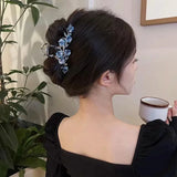 Popxstar New Female Camellia Flower Grab Clip Retro Ponytail Braid Crab Metal Grab Clip Fashion Sweet Girl Hair Card Hair Accessories