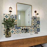 Popxstar DIY Moroccan Tile Stickers For Kitchen Backsplash,Peel and Stick Bathroom PVC Tile Decor Waterproof Wall Sticker Furniture Decal
