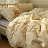 Popxstar  Class A double gauze bed four-piece set of girly heart lace lace sheets and quilt cover dormitory three-piece set
