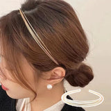 Popxstar New Thin Gold Color Headbands Women Multilayer Alloy Hair Hoop Double Root Metal Hair Bands Hair Accessories Smooth Head Hoop
