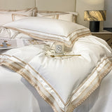 Popxstar  Premium 1000TC Egyptian Cotton Luxury Gold Embroidery Hotel Style Bedding Set Duvet Cover Flat/Fitted Bed Sheet Pillowcases 4Pcs