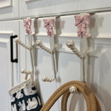 popxstar Iron Hook French Bow Pearl Double Door Rear Hangers Cabinet Door Clothes Hook Kitchen Door Hanger Rack Home Decor Organization