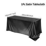 Popxstar Rectangle Tablecloth Satin Table Cloth Bright Smooth White Pink Solid Color Table Cover Wedding Party Supplies Table Decors