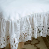popxstar Europe Style White Lace Embroidery Seat Cushion with Ruffles Cotton Fabric Breathable Chair Cushion Seat Cover