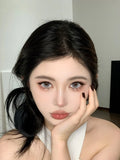 Popxstar  2Pcs New Colored Contact Lenses with Myopia Degree Grade 0.00- 8.00 Grey Purple Lentillas Eye Beauty Pupilentes Soft Lens