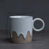 Creative Retro Coarse Ceramic Flow Glazed Coffee Cup Plate Set Latte Cup Home Makeup Cup