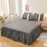 Popxstar Korean Lace Ruffled Bed Skirt 1pc Bedroom Bed Cover Bed Skirt Non-slip Mattress Cover Bedsheet Bedspread Solid Color Bed Decor