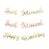 Popxstar White Just Married Vintage Paper Garland Marry Me Letter Banner Wedding Photo Props Bunting For Bridal Shower Party Chair Decor