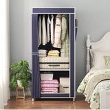 Popxstar Minimalism Fabric Wardrobes Bedroom Plastic Storage Wardrobes Storage Cabinet Dust Proof Foldable Clothing Hanger with Curtains