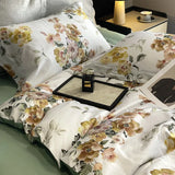 Popxstar  Vintage Green Botanical Flowers Duvet Cover Set 600TC Egyptian Cotton Luxury Soft Bedding Set Fitted Sheet Bed Sheet Pillowcases