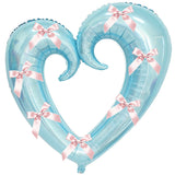 Popxstar  40 inch Large Heart Foil Balloon with Bow, Red Hook Heart Shape For Valentine's Day Wedding Engagement Bachelor's Party Decor