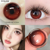 Popxstar 2pcs/pair Red Color Contact Lenses Vampire Cosplay Comestic Beauty Eye Color Lens Colored Lenses for Eyes Yearly Use