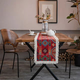 Popxstar Vintage Jacquard Cotton and Linen Tassel  Table Runner Christmas Party  Wedding Kitchen Table Fabric Home Coffee Table Decor