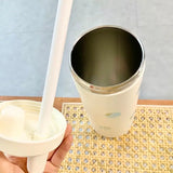 Kawaii Strawberry Thermos Bottle Stainless Steel Vacuum Insulated Straw Cup Cute Girls Outdoor Ice Coffee Drinking Water Cup