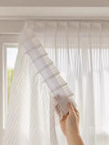 French Romantic Vertical Shutter Screen Whtie Sheer Curtain Hook and Loop Fastener