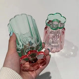 Popxstar  225ml French Style Drinkware Glass Cup Petal Wine Glass Household Short Footed Cocktail Ice Cream Cup Dopamine Drinking Utensils
