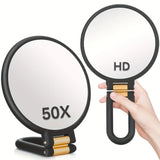 Popxstar  50x Handheld Makeup Mirrors Double Sided 1X/50X Magnification Portable Folding Makeup Mirror for Travel 360° Adjustable Mirror
