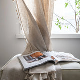 Popxstar Curtains for Living Room Luxury Beige Tassel Crochet Blackout Curtains 1Panels Semi-Sheer Rustic Boho Bedroom Home Decoration